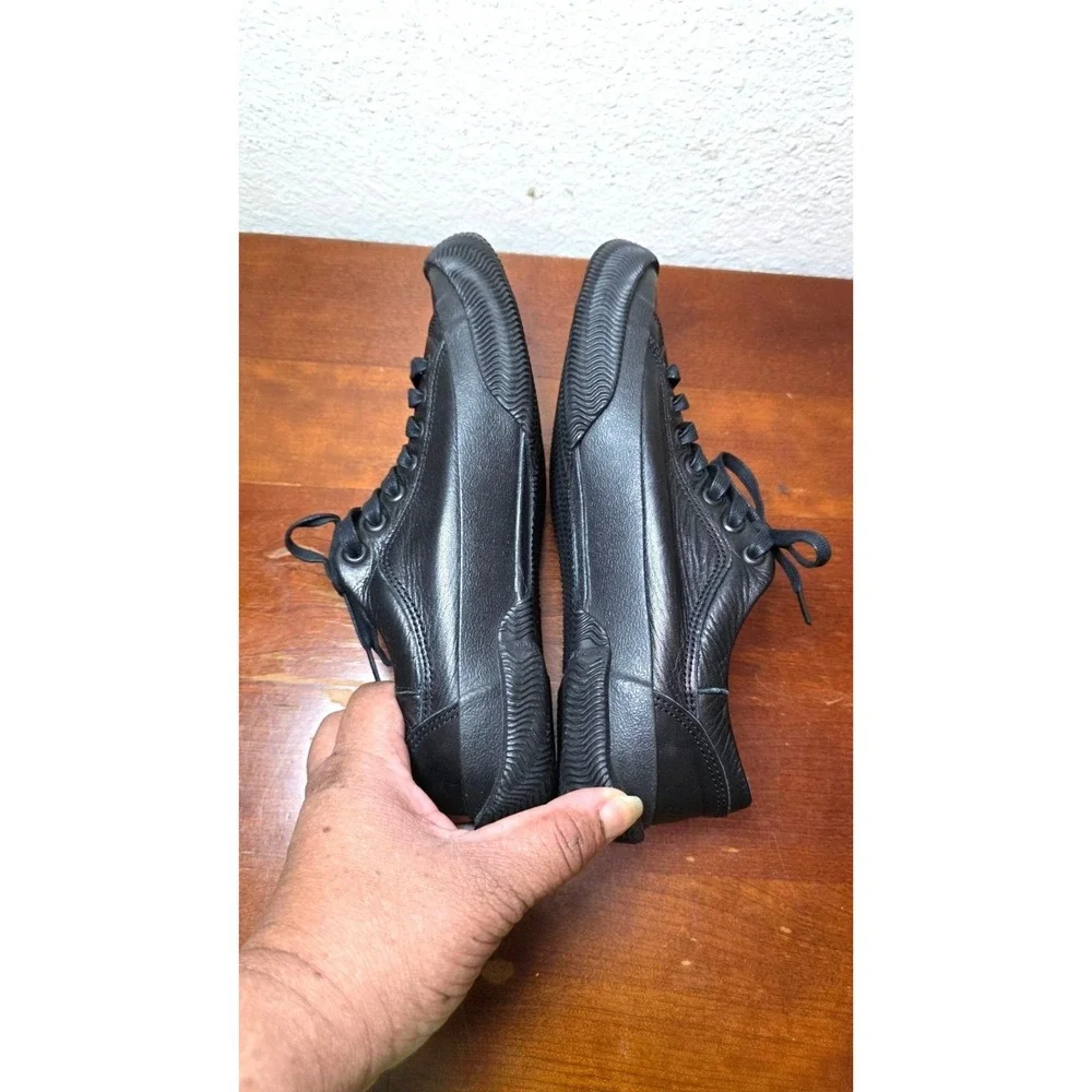 Single Move Japan Black Leather Low-Top Sneakers‎ Lace-Up Women's Size S 7-7.5